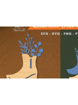 Σετ των 2 Intra απο ξύλο plywood 3mm-4mm πάχος - Floral σε Παπούτσια Διακόσμηση με  Δίασταση 20x20 cm INTRAFABR-115317584