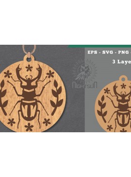 Σετ των 3 Intra απο ξύλο plywood 3mm-4mm πάχος - Στολίδι με λουλουδένιο έντομο  3 Δίασταση 6x6 cm INTRAFABR-112341915
