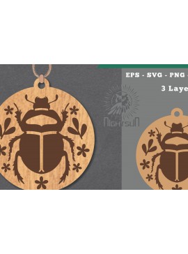 Σετ των 3 Intra απο ξύλο plywood 3mm-4mm πάχος - Στολίδι με λουλουδένιο έντομο  6 Δίασταση 6x6 cm INTRAFABR-112342014