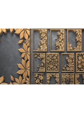 Intra απο ξύλο plywood 3mm-4mm πάχος - Κορνίζες περιγράμματος Floral Cut Laser Δίασταση 4500x5400 cm INTRAFABR-124675973