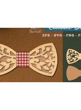 Σετ των 2 Intra απο ξύλο plywood 3mm-4mm πάχος - Floral Laser Cut Bowtie  Δίασταση 20x20 cm INTRAFABR-112131477
