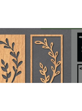 Σετ των 2 Intra απο ξύλο plywood 3mm-4mm πάχος - Floral διακόσμηση με λέιζερ  6 Δίασταση 20x20 cm INTRAFABR-112130102