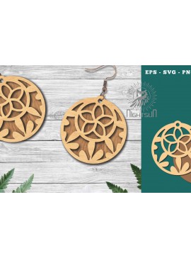 Σετ των 3 Intra απο ξύλο plywood 3mm-4mm πάχος - Σκουλαρίκια με φλοράλ  2 Δίασταση 3x3 cm INTRAFABR-114791117