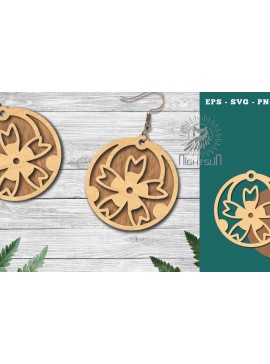 Σετ των 3 Intra απο ξύλο plywood 3mm-4mm πάχος - Σκουλαρίκια φλοράλ κομμένα με λέιζερ 6 Δίασταση 3x3 cm INTRAFABR-114791171