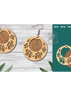 Σετ των 3 Intra απο ξύλο plywood 3mm-4mm πάχος - Σκουλαρίκια με λουλούδια κοπής με λέιζερ 9 Δίασταση 3x3 cm INTRAFABR-114791922