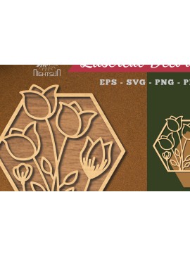 Σετ των 2 Intra απο ξύλο plywood 3mm-4mm πάχος - Floral Laser Cut Διακόσμηση σπιτιού 1 Δίασταση 20x20 cm INTRAFABR-119764116