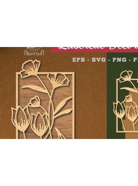 Σετ των 2 Intra απο ξύλο plywood 3mm-4mm πάχος - Διακόσμηση σπιτιού με φλοράλ λέιζερ 4 Δίασταση 20x20 cm INTRAFABR-119764174