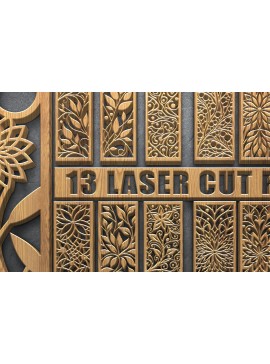 Intra απο ξύλο plywood 3mm-4mm πάχος - Πάνελ τέχνης τοίχου με φλοράλ κομμένα λέιζερ Δίασταση 3600x5400 cm INTRAFABR-122353773