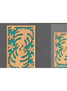 Σετ των 2 Intra απο ξύλο plywood 3mm-4mm πάχος - Floral Διακόσμηση τοίχου με  5 Δίασταση 20x20 cm INTRAFABR-113946627