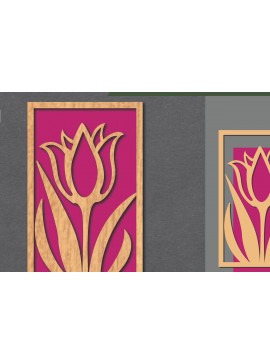 Σετ των 2 Intra απο ξύλο plywood 3mm-4mm πάχος - Floral Διακόσμηση τοίχου με  6 Δίασταση 20x20 cm INTRAFABR-113946678