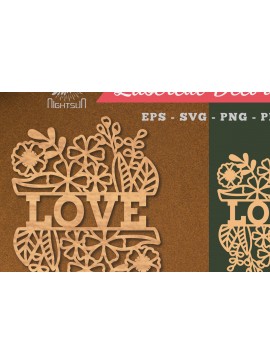 Σετ των 2 Intra απο ξύλο plywood 3mm-4mm πάχος - Floral Love Cut Laser Decoration 1 Δίασταση 20x20 cm INTRAFABR-113107244