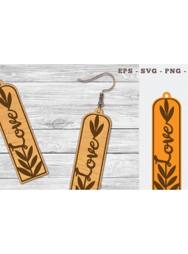 Σετ των 3 Intra απο ξύλο plywood 3mm-4mm πάχος - Floral Love κομμένα σκουλαρίκια λέιζερ  2 Δίασταση 3x3 cm INTRAFABR-103062842