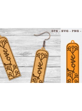 Σετ των 3 Intra απο ξύλο plywood 3mm-4mm πάχος - Floral Love κομμένα σκουλαρίκια λέιζερ  7 Δίασταση 3x3 cm INTRAFABR-103063181