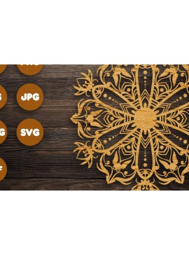 Σετ των 2 Intra απο ξύλο plywood 3mm-4mm πάχος - Floral Mandala  Αρχεία για Cricut Δίασταση 30x30 cm INTRAFABR-82626895