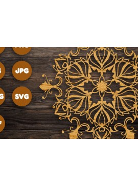 Σετ των 2 Intra απο ξύλο plywood 3mm-4mm πάχος - Floral Mandala  Αρχεία για Cricut Δίασταση 30x30 cm INTRAFABR-82626903