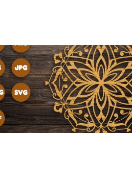 Σετ των 2 Intra απο ξύλο plywood 3mm-4mm πάχος - Floral Mandala  Αρχεία για Cricut Δίασταση 30x30 cm INTRAFABR-82626888