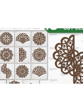 Intra απο ξύλο plywood 3mm-4mm πάχος - Πακέτο κοπής με λέιζερ τοίχου με λουλούδια Mandala Δίασταση 30x30 cm INTRAFABR-103294700