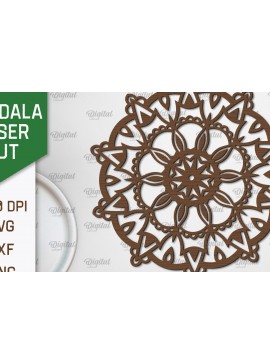 Σετ των 2 Intra απο ξύλο plywood 3mm-4mm πάχος - Floral σχέδιο τοίχου Mandala με  Δίασταση 30x30 cm INTRAFABR-103247338