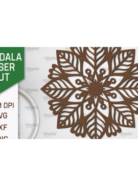 Σετ των 2 Intra απο ξύλο plywood 3mm-4mm πάχος - Floral σχέδιο τοίχου Mandala με  Δίασταση 30x30 cm INTRAFABR-103247144