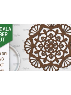 Σετ των 2 Intra απο ξύλο plywood 3mm-4mm πάχος - Floral σχέδιο τοίχου Mandala με  Δίασταση 30x30 cm INTRAFABR-103247288