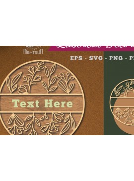 Σετ των 2 Intra απο ξύλο plywood 3mm-4mm πάχος - Floral Monogram Cut Laser Sign 1 Δίασταση 30x20 cm INTRAFABR-114790407