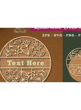 Σετ των 2 Intra απο ξύλο plywood 3mm-4mm πάχος - Floral Monogram Cut Laser Sign 2 Δίασταση 30x20 cm INTRAFABR-114790428