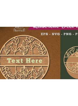 Σετ των 2 Intra απο ξύλο plywood 3mm-4mm πάχος - Σήμα κοπής λέιζερ λουλουδιών μονόγραμμα 3 Δίασταση 20x20 cm INTRAFABR-114790455