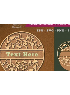 Σετ των 2 Intra απο ξύλο plywood 3mm-4mm πάχος - Σήμα κοπής με λέιζερ λουλουδιών μονόγραμμα 4 Δίασταση 20x20 cm INTRAFABR-114790911