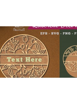 Σετ των 2 Intra απο ξύλο plywood 3mm-4mm πάχος - Σήμα κοπής με λέιζερ λουλουδιών μονόγραμμα 5 Δίασταση 20x20 cm INTRAFABR-114790936