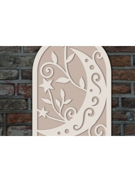 Σετ των 2 Intra απο ξύλο plywood 3mm-4mm πάχος - Floral Moon and Stars Layered  Δίασταση 20x20 cm INTRAFABR-120235651