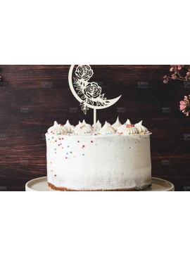 Σετ των 2 Intra απο ξύλο plywood 3mm-4mm πάχος - Floral Moon Cake Topper  Δίασταση 20x20 cm INTRAFABR-119249396