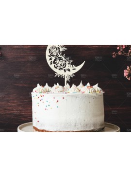 Σετ των 2 Intra απο ξύλο plywood 3mm-4mm πάχος - Floral Moon Cake Topper  Δίασταση 20x20 cm INTRAFABR-119249400