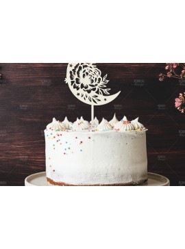 Σετ των 2 Intra απο ξύλο plywood 3mm-4mm πάχος - Floral Moon Cake Topper  Δίασταση 20x20 cm INTRAFABR-119249367