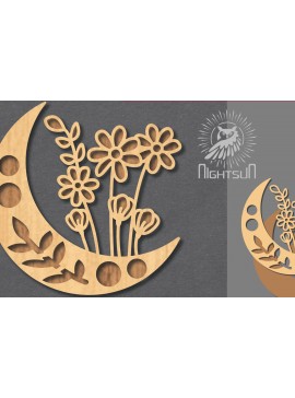 Σετ των 2 Intra απο ξύλο plywood 3mm-4mm πάχος - Floral Moon Cut Laser Decoration 2 Δίασταση 20x20 cm INTRAFABR-121964006