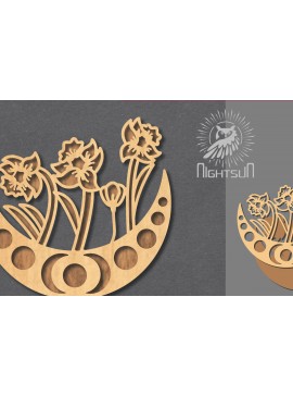 Σετ των 3 Intra απο ξύλο plywood 3mm-4mm πάχος - Floral Moon Cut Laser Decoration 5 Δίασταση 20x20 cm INTRAFABR-121964147