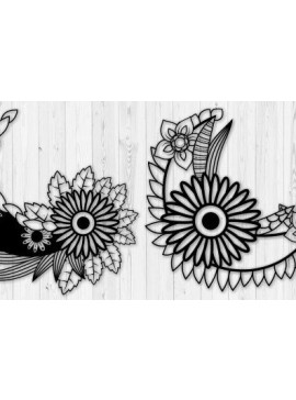 Σετ των 2 Intra απο ξύλο plywood 3mm-4mm πάχος - Floral Moon Laser Cut  Δίασταση 20x25 cm INTRAFABR-37306752