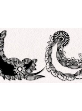 Σετ των 2 Intra απο ξύλο plywood 3mm-4mm πάχος - Floral Moon Laser Cut  Δίασταση 20x25 cm INTRAFABR-37306755