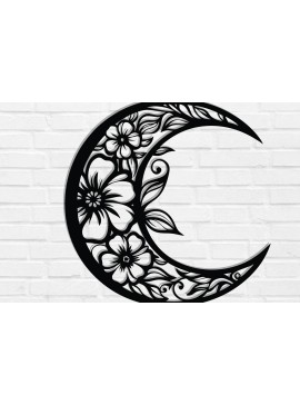 Intra απο ξύλο plywood 3mm-4mm πάχος - Floral Moon Metal Wall Art Laser Cut  Δίασταση 40x50 cm INTRAFABR-118875142