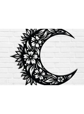 Intra απο ξύλο plywood 3mm-4mm πάχος - Floral Moon Wall Art Laser Cut  Δίασταση 40x50 cm INTRAFABR-119465927