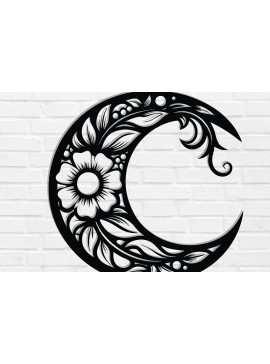 Intra απο ξύλο plywood 3mm-4mm πάχος - Floral Moon Wall Art Laser Cut  Δίασταση 40x50 cm INTRAFABR-119465970