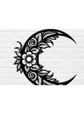 Intra απο ξύλο plywood 3mm-4mm πάχος - Floral Moon Wall Art Laser Cut  Δίασταση 40x50 cm INTRAFABR-119466010