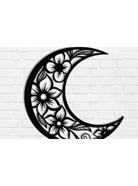 Intra απο ξύλο plywood 3mm-4mm πάχος - Floral Moon Wall Art Laser Cut  Δίασταση 40x50 cm INTRAFABR-118875310