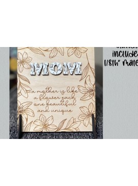 Σετ των 2 Intra απο ξύλο plywood 3mm-4mm πάχος - Floral  Laser για την Ημέρα της Μητέρας Δίασταση 30x20 cm INTRAFABR-27855291