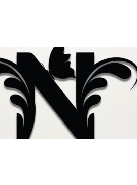 Σετ των 2 Intra απο ξύλο plywood 3mm-4mm πάχος - Floral N Letter Cut Laser  Δίασταση 30x20 cm INTRAFABR-35147130