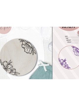 Σετ των 3 Intra απο ξύλο plywood 3mm-4mm πάχος - Ανακοίνωση Floral Newborn  Δίασταση 4x4 cm INTRAFABR-75316851