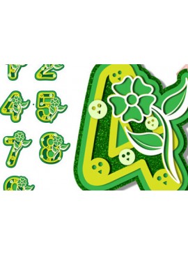 Σετ των 2 Intra απο ξύλο plywood 3mm-4mm πάχος - Floral Number 3D  Laser Cut Design Δίασταση 30x20 cm INTRAFABR-73904278