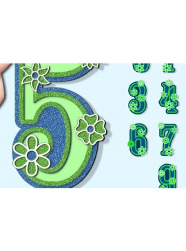 Σετ των 2 Intra απο ξύλο plywood 3mm-4mm πάχος - Floral Number 3D  Laser Cut Design Δίασταση 30x20 cm INTRAFABR-73847407