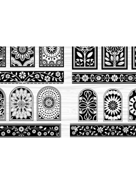 Σετ των 3 Intra απο ξύλο plywood 3mm-4mm πάχος - Στένσιλ νυχιών με λουλουδάτο σχέδιο με λέιζερ Δίασταση 4x4 cm INTRAFABR-125160090