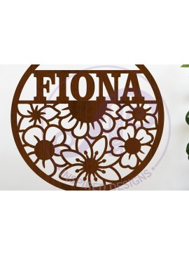 Σετ των 2 Intra απο ξύλο plywood 3mm-4mm πάχος - Floral μοτίβο με όνομα τοίχου σημάδι ή κάρτα Δίασταση 30x20 cm INTRAFABR-119989711