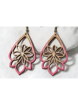 Σετ των 3 Intra απο ξύλο plywood 3mm-4mm πάχος - Σκουλαρίκια με floral πέταλα  Δίασταση 3x3 cm INTRAFABR-121542017